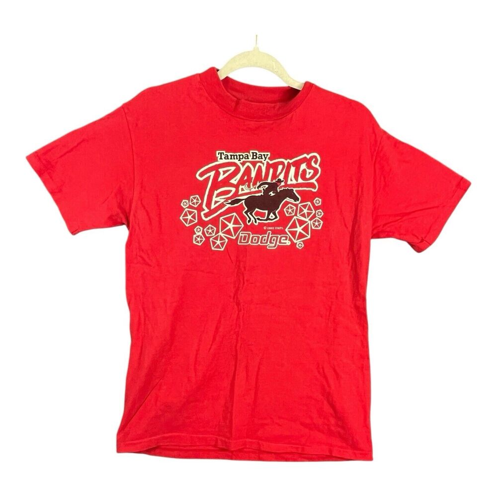 Vintage Tampa Bay Bandits Red Shirt Hanes Beefy USA Size Medium USFL 80s